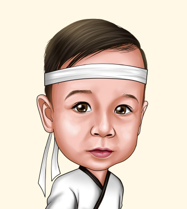 Ritratto del neonato in costume da karate