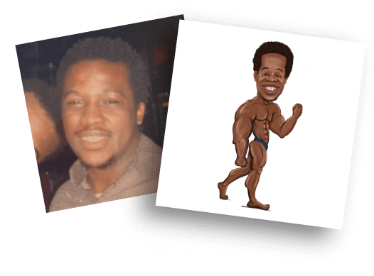 Caricatura di bodybuilder dalla foto