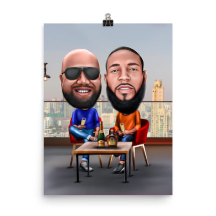 Caricatura disegno su stampa puzzle