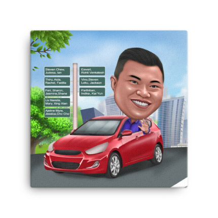 Disegno di caricatura dell'auto su tela stampata