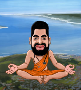 Medico monaco che prega e stabilisce la caricatura