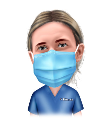 Testa e spalle Disegno di infermiera con maschera