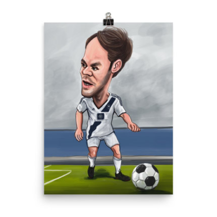 Caricatura di calcio che attinge alla stampa del manifesto