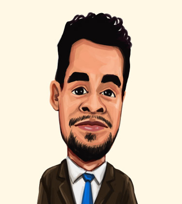 Disegno di caricatura dello studente principale di affari