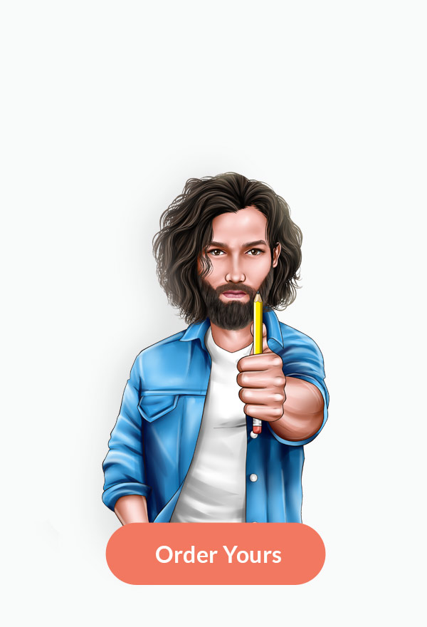 Disegno realistico di caricatura del fotografo in maglietta