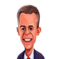 Uomo di colore con caricatura divertente di sorriso enorme