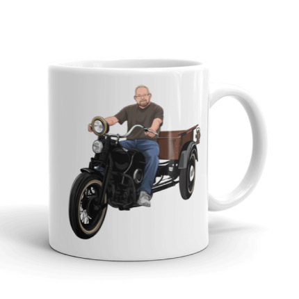 Caricatura della motocicletta che attinge alla stampa della tazza