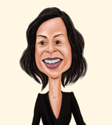 Signora di classe in caricatura di abiti da cerimonia