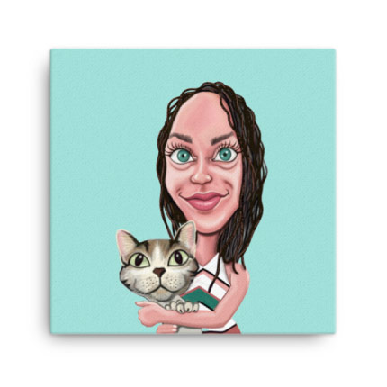 Caricatura di animali domestici che disegna su tela stampata