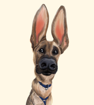 Caricatura divertente del cane con le orecchie lunghe