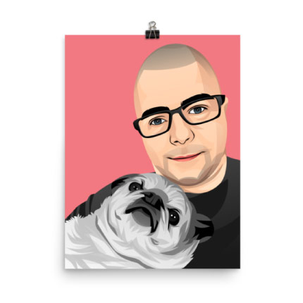 Disegno di caricatura dell'animale domestico sul poster