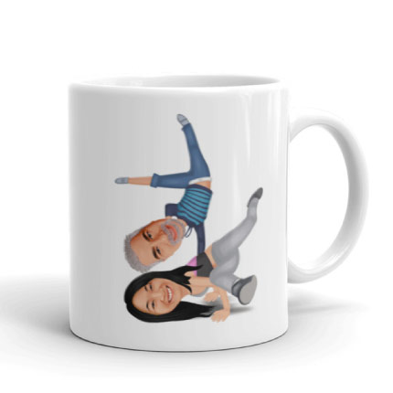 Caricatura del cantante che attinge alla stampa della tazza