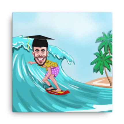 Disegno di caricatura sportiva su tela stampata
