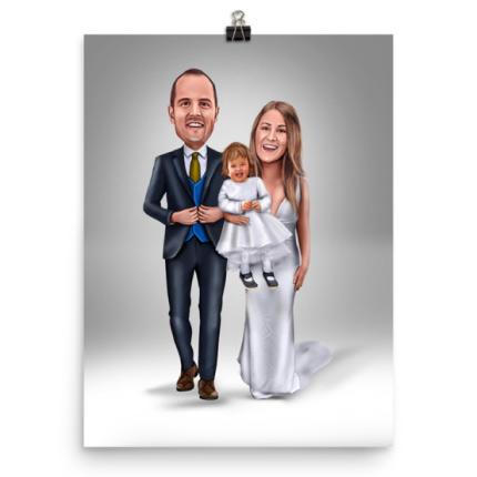 Caricatura di matrimonio che attinge alla stampa del manifesto